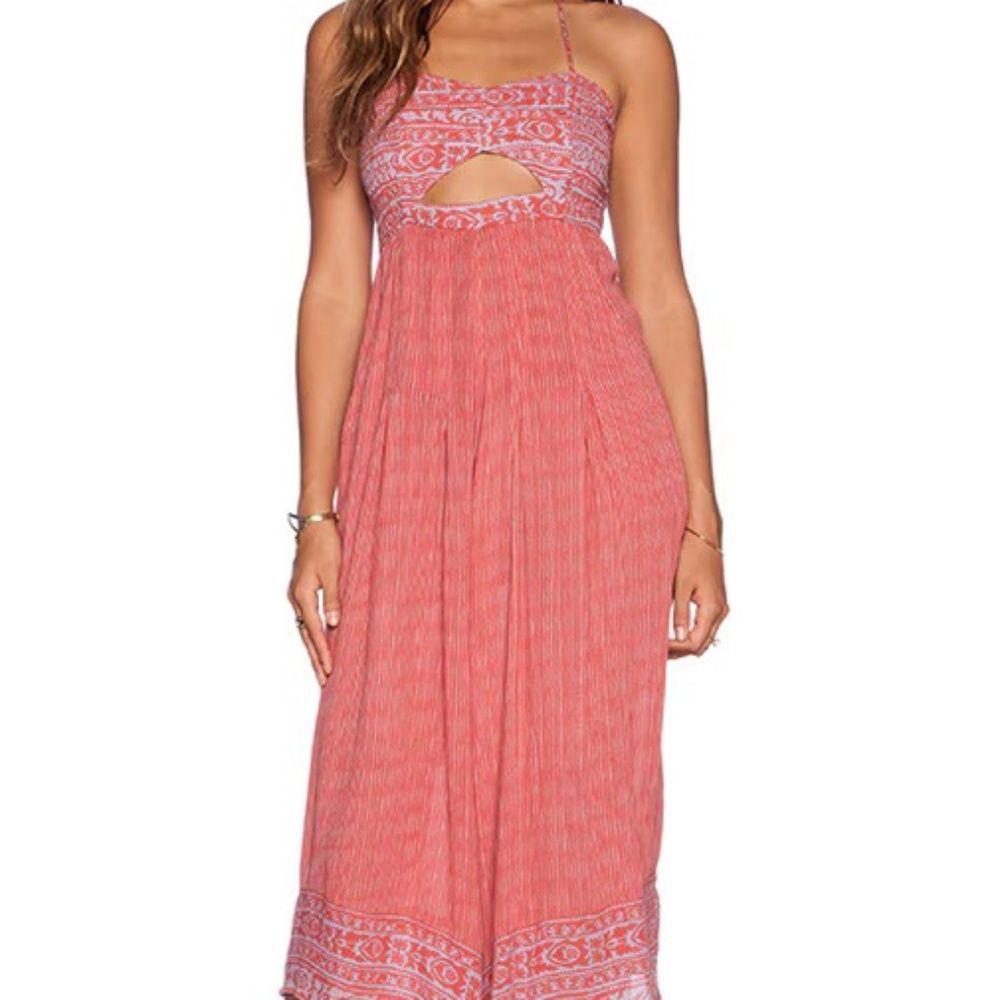 Free People Crystal Bay Lace Up Back Jumpsuit Burnt Sunset Sz XS